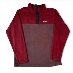 Columbia Burgundy Fleece Pullover size medium half button sweatshirt